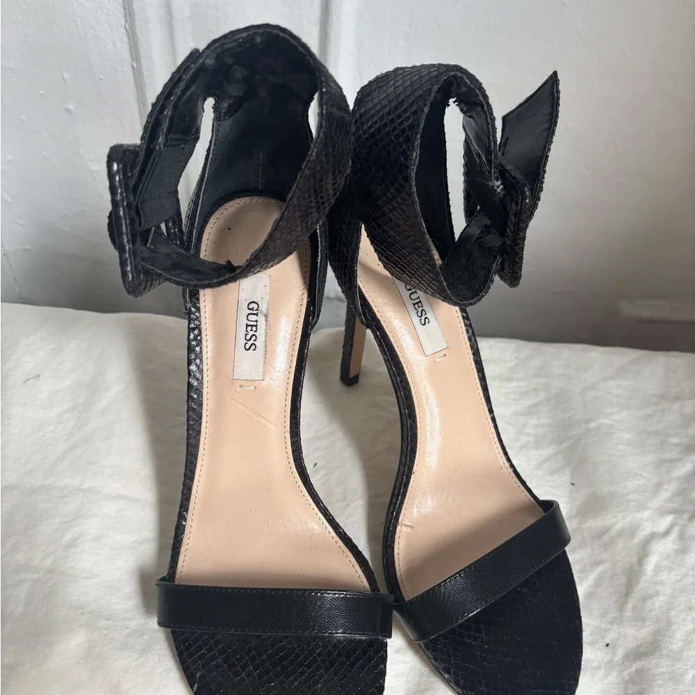 GUESS Black Snakeskin Heels (New) - Picture 2 of 5